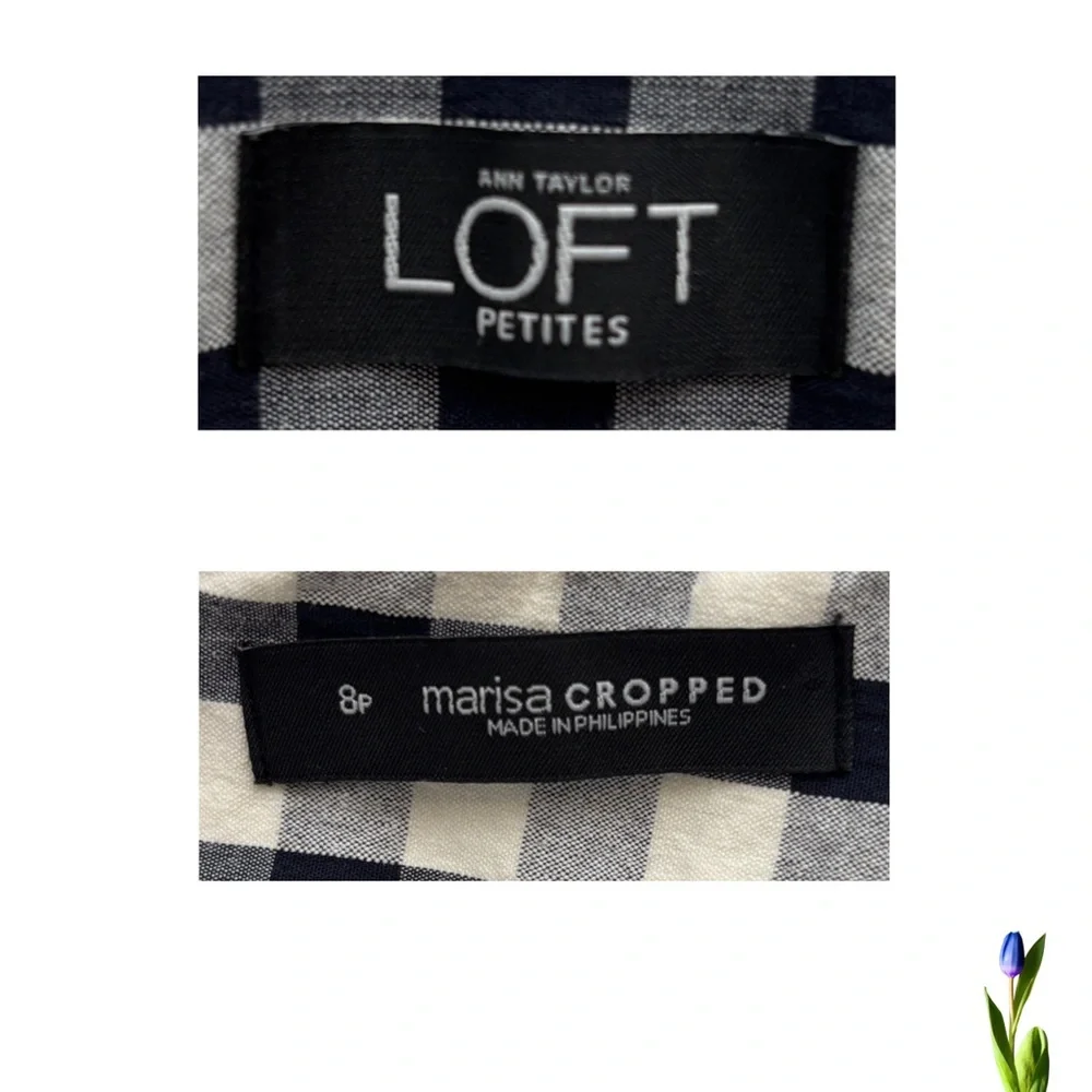 LOFT Marisa Cropped gingham Black and White  Capris pants Size 8P